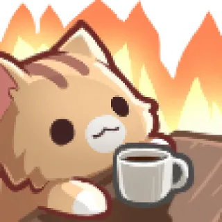 🔥 kat, koffie, vuur, meme, schattig, cartoon telegram sticker