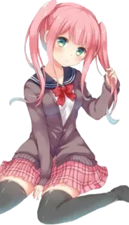 👀 Anime, Garota, Uniforme escolar, Cabelo rosa, Fofa telegram sticker