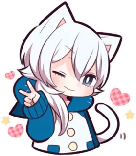 ✌ cat, anime, cute, kawaii, heart, cartoon, sticker telegram sticker
