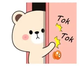 😞 Tok Tok gấu, cửa, hoạt hình, dễ thương, động vật telegram sticker