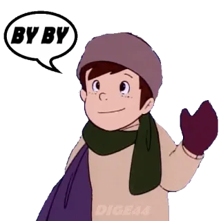 🤗 BY BY cartone animato, ragazzo, salutando, ciao, addio telegram sticker