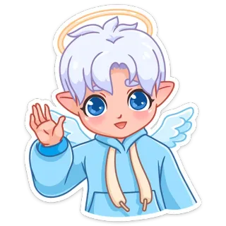 👋 ангел, мультфильм, милый, ореол, крылья, каваи telegram sticker