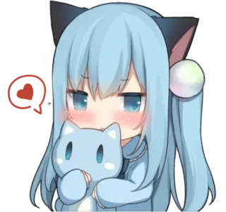 🤔 อนิเมะ, แมว, จิบิ, น่ารัก, หัวใจ, คาวาอิ, ผู้หญิง, สติกเกอร์ telegram sticker