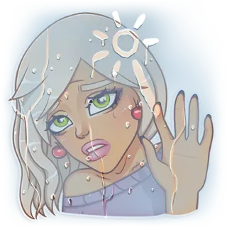 😔 anime, gadis, berkeringat, wanita, seni digital telegram sticker