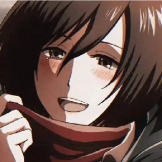 😁 Mikasa Ackerman Attack on Titan 动漫, 角色, 肖像, 围巾, 女孩, 微笑 whatsapp sticker