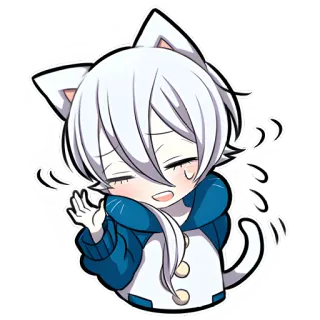 😥 แมว, อนิเมะ, จิบิ, น่ารัก, คาวาอิ, มังงะ, สติกเกอร์ telegram sticker