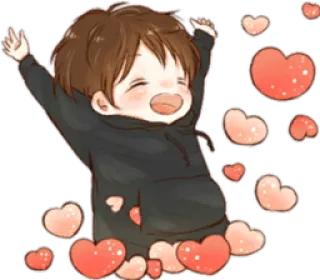 ❤ serca, chłopak, kreskówka, słodkie telegram sticker