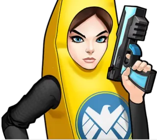 🔫 woman, gun, banana suit, shield, fiction, agent telegram sticker