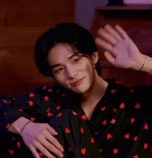 👋 kpop, hyunjin, stray kids, idol, melambai, potret whatsapp sticker