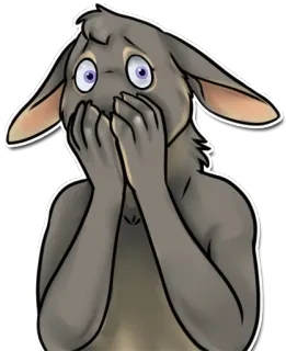 😧 binatang, kelinci, tertekan, khawatir, kartun, berbulu whatsapp sticker