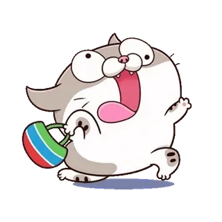 😊 gato, dibujo animado, animal, corriendo, emocionado whatsapp sticker