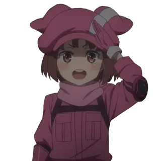 🔫 Anime, Fille, Rose, Chapeau, Mignon telegram sticker