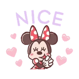 💕 Minnie Mouse NICE Minnie Mouse, Disney, lindo, corazones, dibujos animados, agradable, saludo telegram sticker
