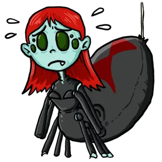 😥 araña, chica, dibujos animados, monstruo, halloween, criatura telegram sticker