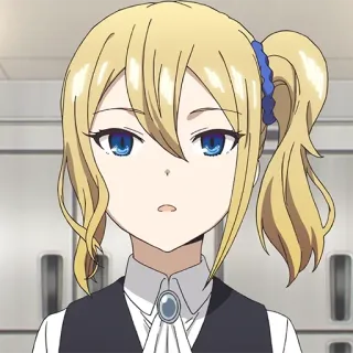 😧 Ai Hayasaka Kaguya-sama: Love Is War Anime, blonde Haare, blaue Augen, Pferdeschwanz, süß, Hayasaka telegram sticker