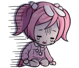 😭 грустный, плачущий, расстроенный, аниме, мультфильм, розовый telegram sticker
