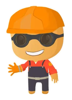 👷 Ingegnere, Costruzione, Operaio, Cartone animato, Personaggio, Casco, Guanti telegram sticker