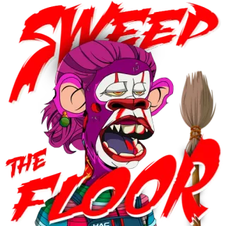 🧹 SWEEP THE FLOOR Barrer, Suelo, Mono, NFT, Bored Ape, Mono whatsapp sticker
