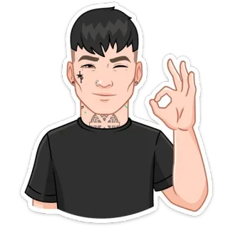 👌 desenho animado, ok, personagem, tatuagem, homem, piscadela whatsapp sticker