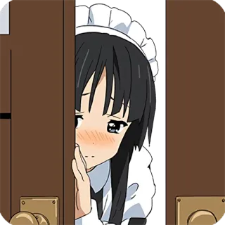 👀 anime, cute, maid, shy, hiding telegram sticker
