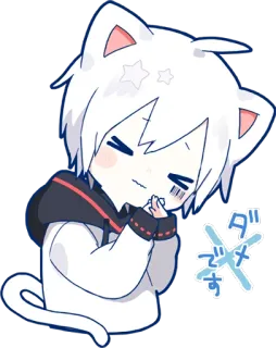 ❌ ダメです 猫耳少年, アニメ, 可愛い, カワイイ, ステッカー, ちび whatsapp sticker