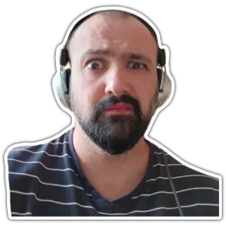 🤨 mann, kopfhörer, sticker, ausdruck, gesicht, bart telegram sticker