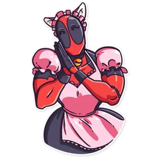 😽 Deadpool deadpool, marvel, maid, fanart, cute, sticker, kawaii telegram sticker