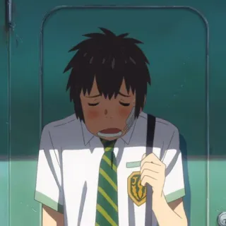 🍣 Taki Tachibana Your Name Anime, Uniforme scolaire, Personnage, Homme, Blessé telegram sticker