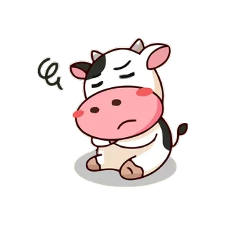 😖 krowa, smutny, kreskówka, zwierzę, słodki, naklejka telegram sticker