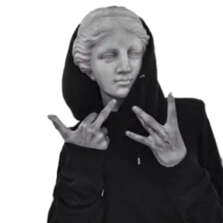 😜 Statue, Stinkefinger, beleidigend, Hoodie, Geste whatsapp sticker