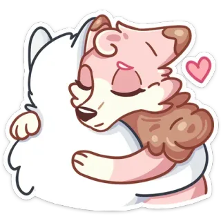 ❤️ abrazo, amor, afecto, animales, amistad, dibujos animados telegram sticker