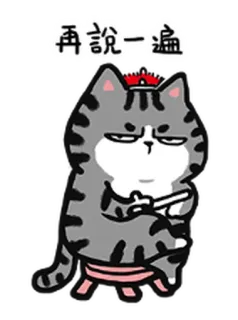 😒 再說一遍 mèo, hoạt hình, tức giận, chữ Hán telegram sticker