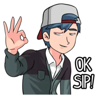 👌 OK SIP! ok, sorseggiare, gesto, meme, cartone animato, casual, accordo whatsapp sticker