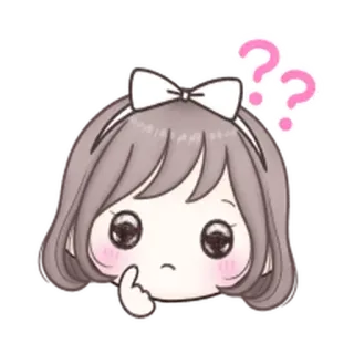 😊 menina, ponto de interrogação, pensando, desenho animado, kawaii, fofo telegram sticker