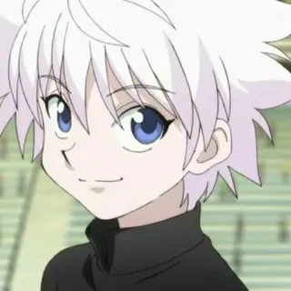 🌑 Killua Zoldyck Hunter x Hunter 애니메이션, 키르아, 헌터x헌터, 흰머리, 미소, 만화 telegram sticker
