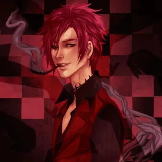 🚬 аниме, курение, трубка, рыжие волосы, мужчина, портрет telegram sticker