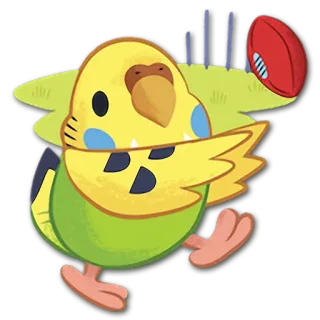 🏉 鹦鹉, 鸟, 运动, 足球, 动物, 可爱, 卡通 telegram sticker