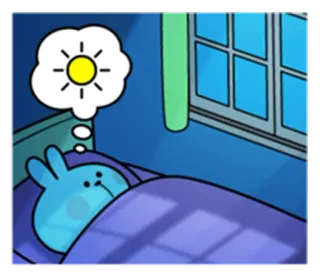 💭 Cartoon, Schlafend, Hase, Sonne, Fenster, Nacht, Traum, Bett whatsapp sticker