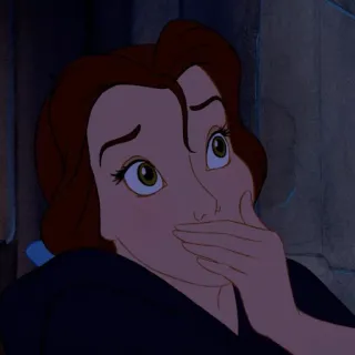 🥀 Belle Beauty and the Beast Belle, Disney, shocked, concerned, Beauty and the Beast, animated, cartoon telegram sticker
