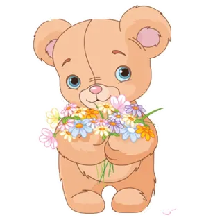 😚 Oso de peluche, Flores, Lindo, Dibujos animados, Adhesivo, Floral, Animal whatsapp sticker