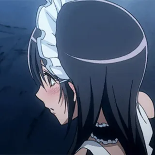 🎀 Anime, Maid, Charakter, Schwarze Haare, Kawaii telegram sticker