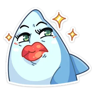 👄 Hiu, Kartun, Stiker, Ikan, Karakter, Ilustrasi whatsapp sticker