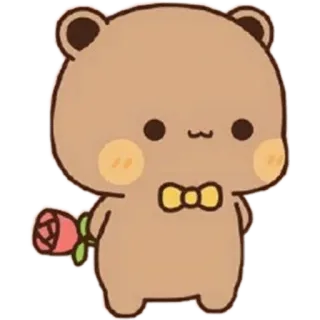 🌹 หมี, การ์ตูน, กุหลาบ, น่ารัก, สัตว์ telegram sticker