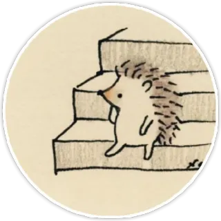 😀 ёж, лестница, животное, милый, рисунок whatsapp sticker