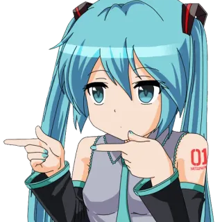 👈 Hatsune Miku 01 Anime, Vocaloid, Hatsune Miku, Manga, Charakter telegram sticker