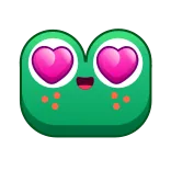 😍 żaba, miłość, serce, słodkie, zwierzę, zielony telegram sticker