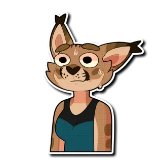 😳 Мультфильм, Персонаж, Кот, Пот, Тревожный telegram sticker