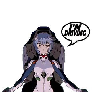 🚗 Rei Ayanami Neon Genesis Evangelion I'M DRIVING Anime, Evangelion, Rei Ayanami, Autofahren telegram sticker