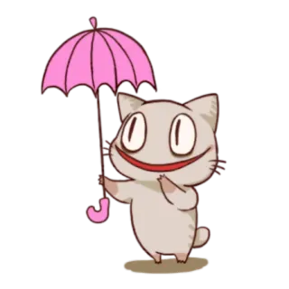 ☂ gato, guarda-chuva, fofo, desenho animado, animal, rosa telegram sticker