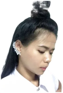 🙁 wanita, anting, potret, asia, perhiasan, gadis whatsapp sticker